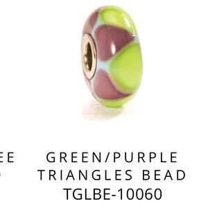 Retired Trollbead Charm-Green Purple Triangle Bead